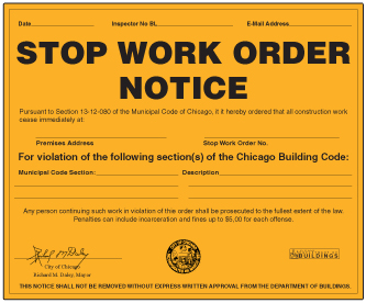 Stop work order notice